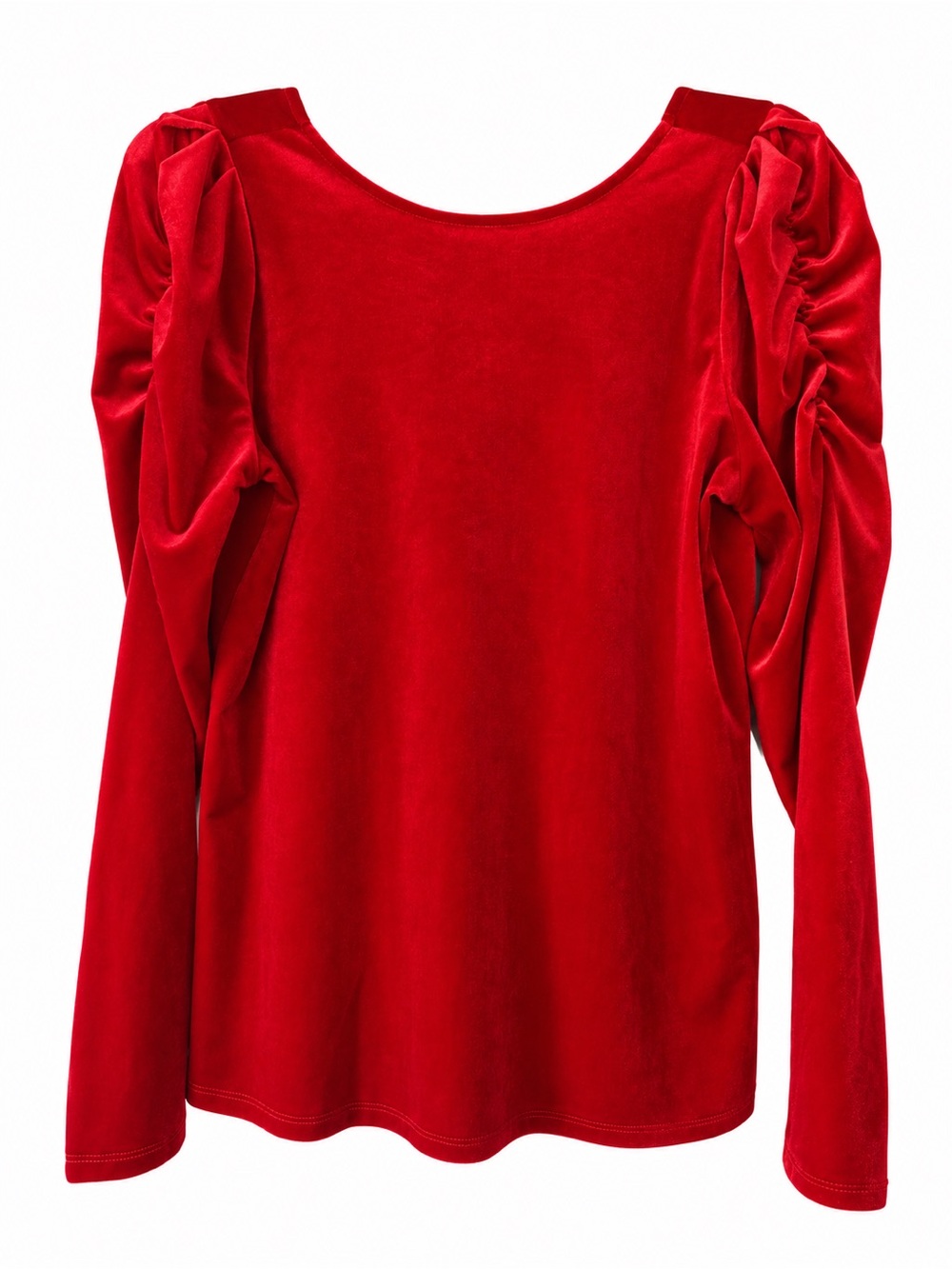NWT Gibson Latimer Velvet Top red puff sleeve long size M